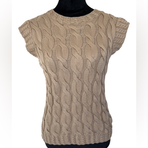 NWT Elie Tahari Cap Sleeve Cable Stitch Sweater - Picture 1 of 5